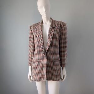 Vintage Pendleton Archival Rainbow Brown Tan Plaid Oversized Wool Blazer M L